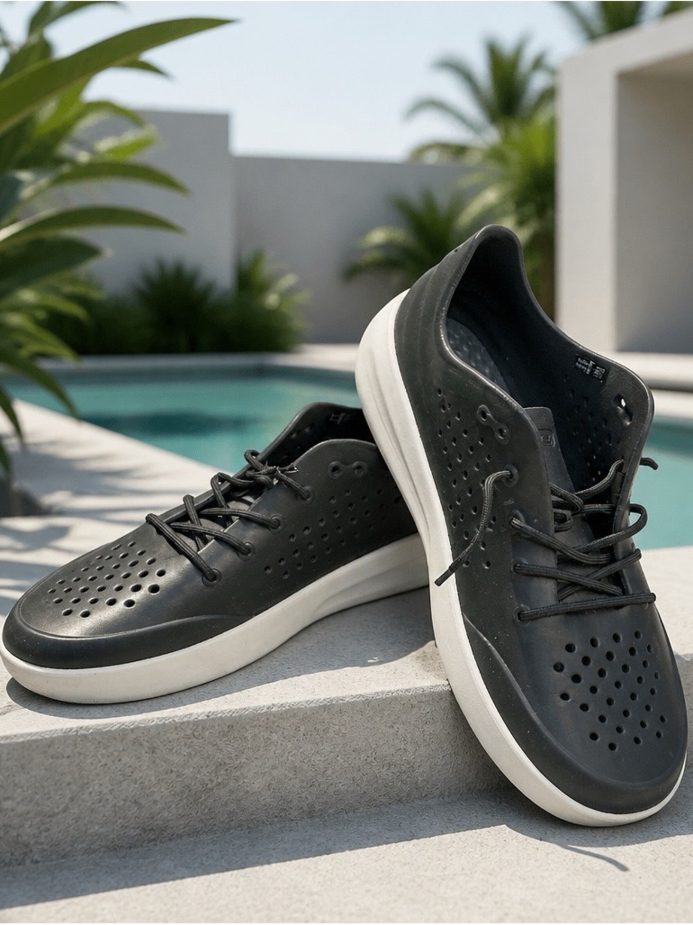 2400 - Crocs LiteRide Pacer Men's Size 13 Black / White Perforated Sneaker